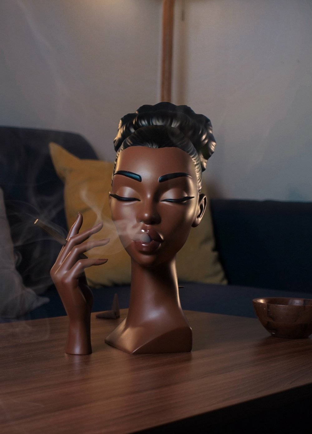 Head Incense Burner Black Woman