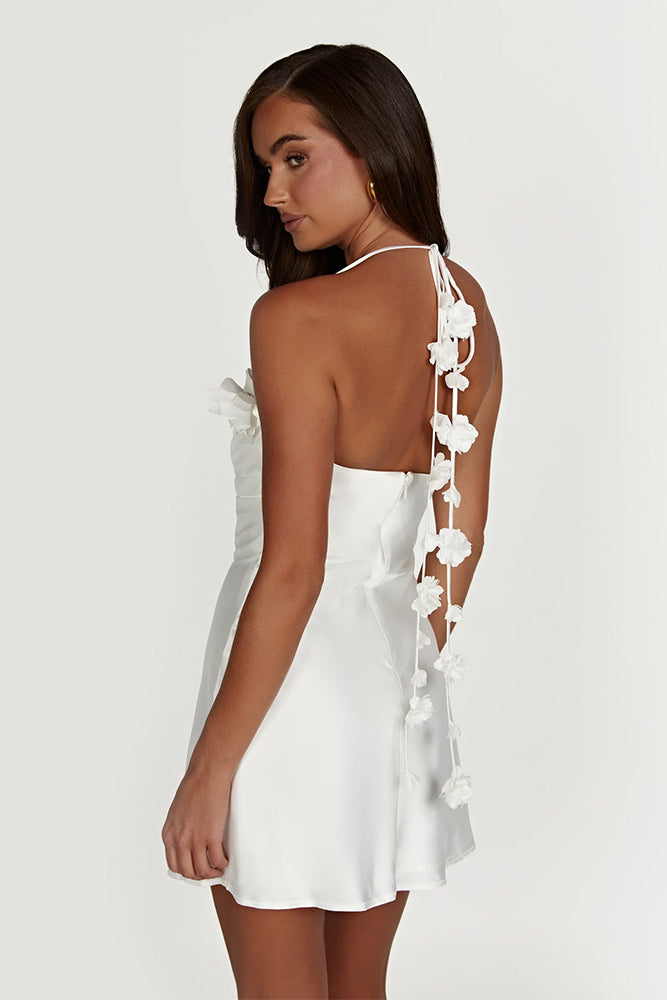 acelimosf™-Sexy halterneck off-shoulder backless white dress