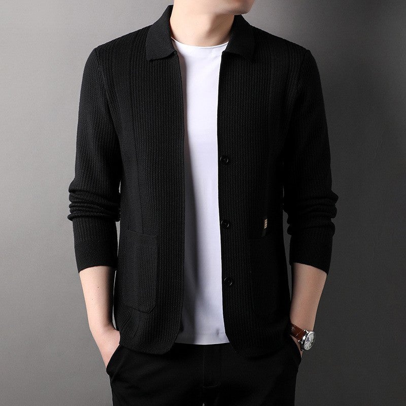🔥Men's Lapel Knitted Long Sleeve Coat