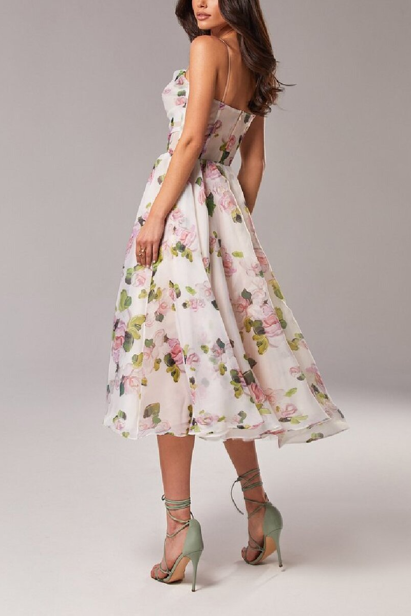 acelimosf™-Strapless sleeveless printed full skirt dress