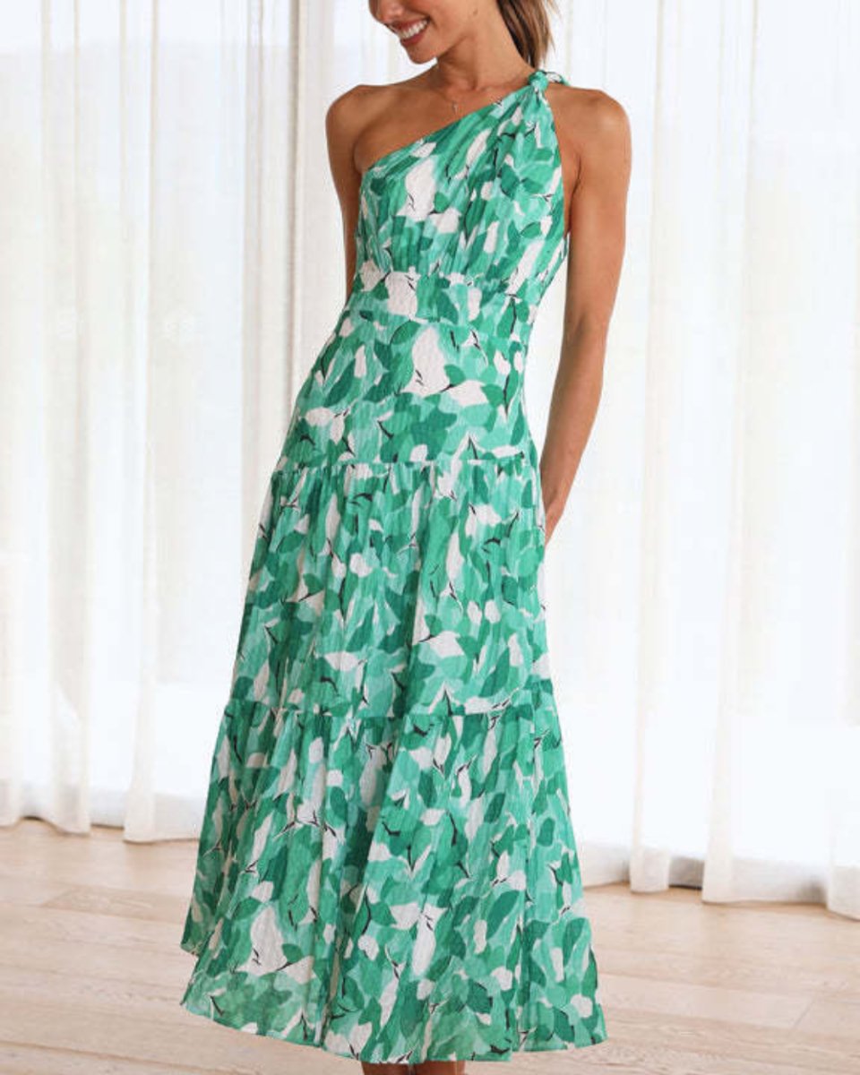 acelimosf™-Sleeveless sloping shoulder long skirt dress