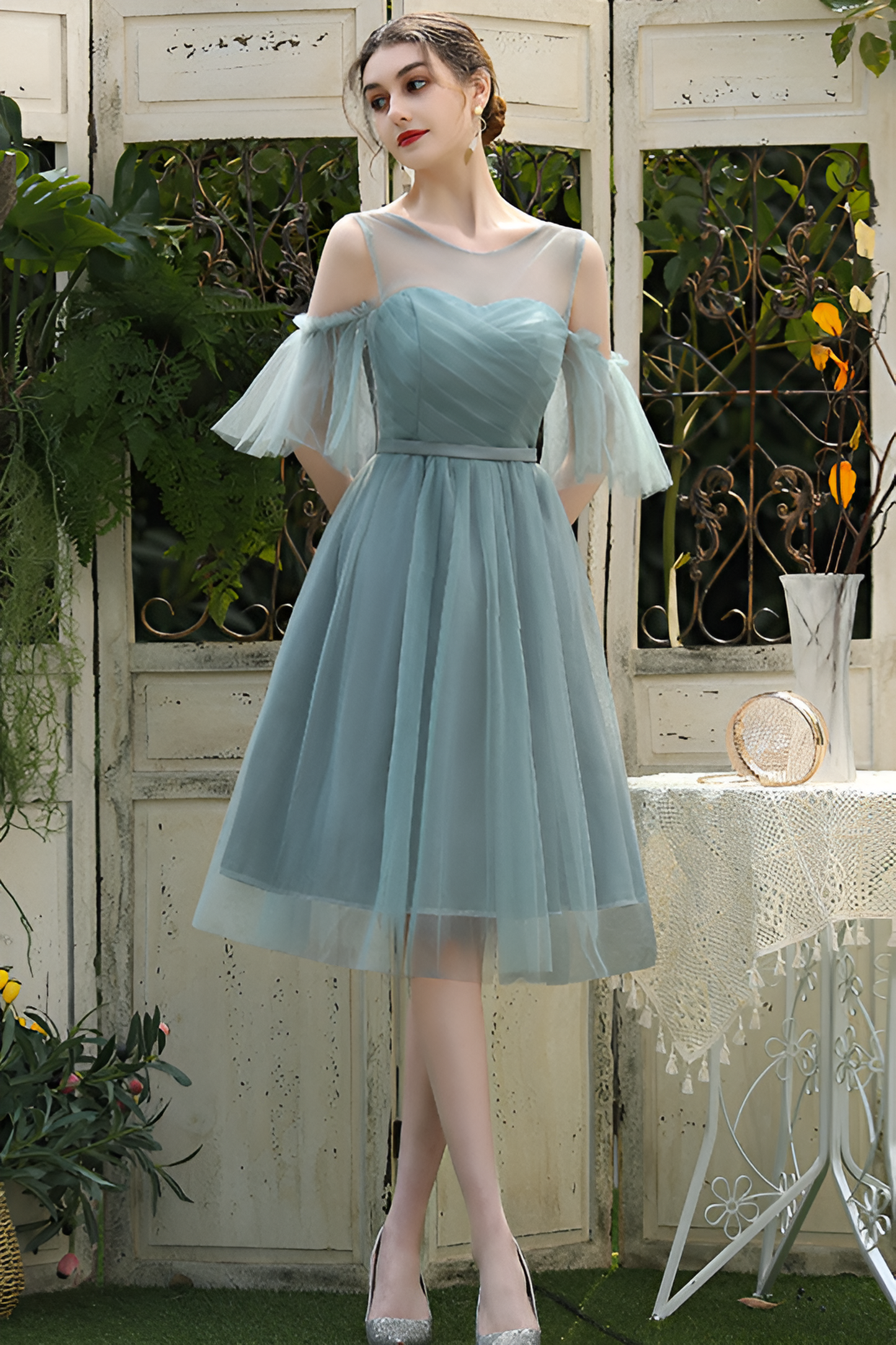 acelimosf™-Elegant Mesh Bridesmaid Dress