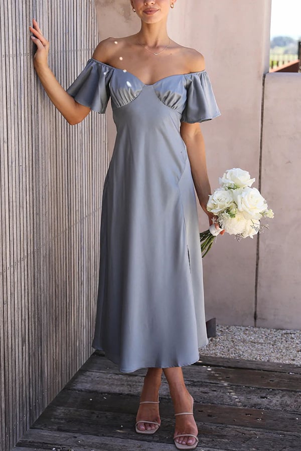 acelimosf™-Satin Short Sleeve Sexy Off-shoulder Dress