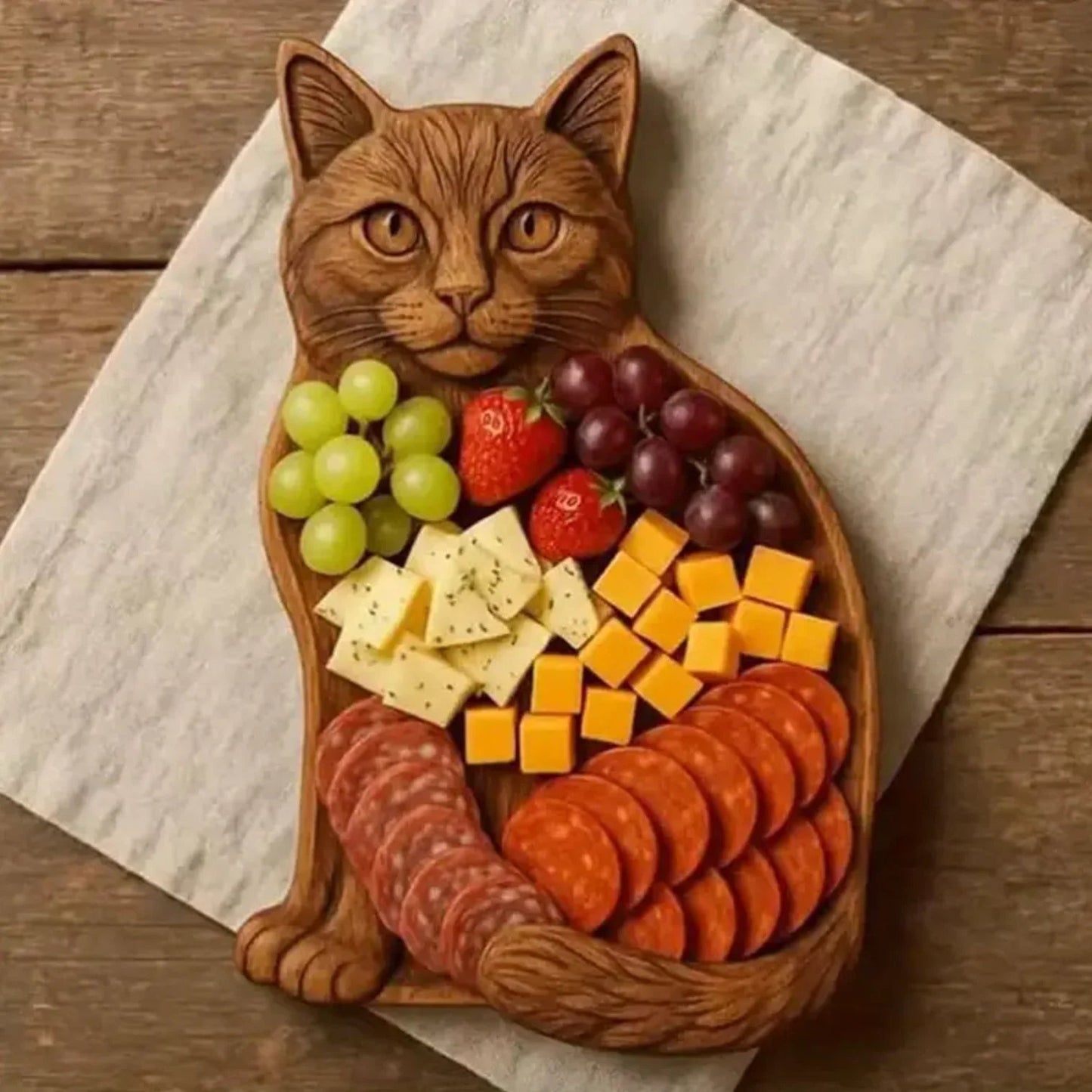 Cat-Shaped Charcuterie Platter