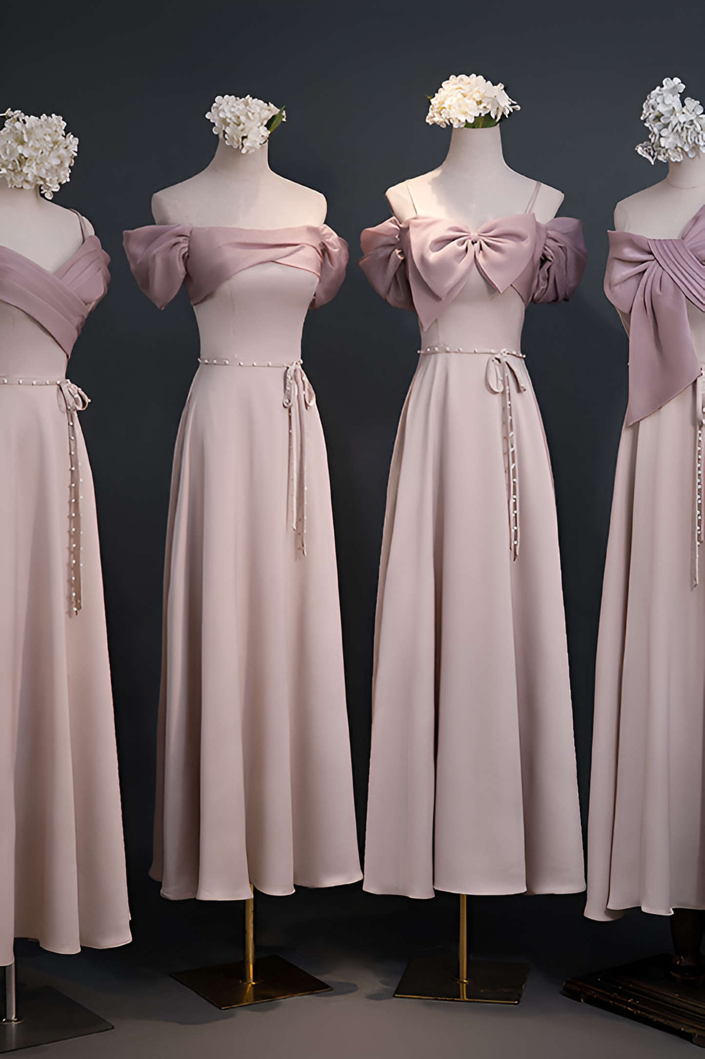 acelimosf™-Bridesmaid dress satin pink sister dress bridesmaid group dress