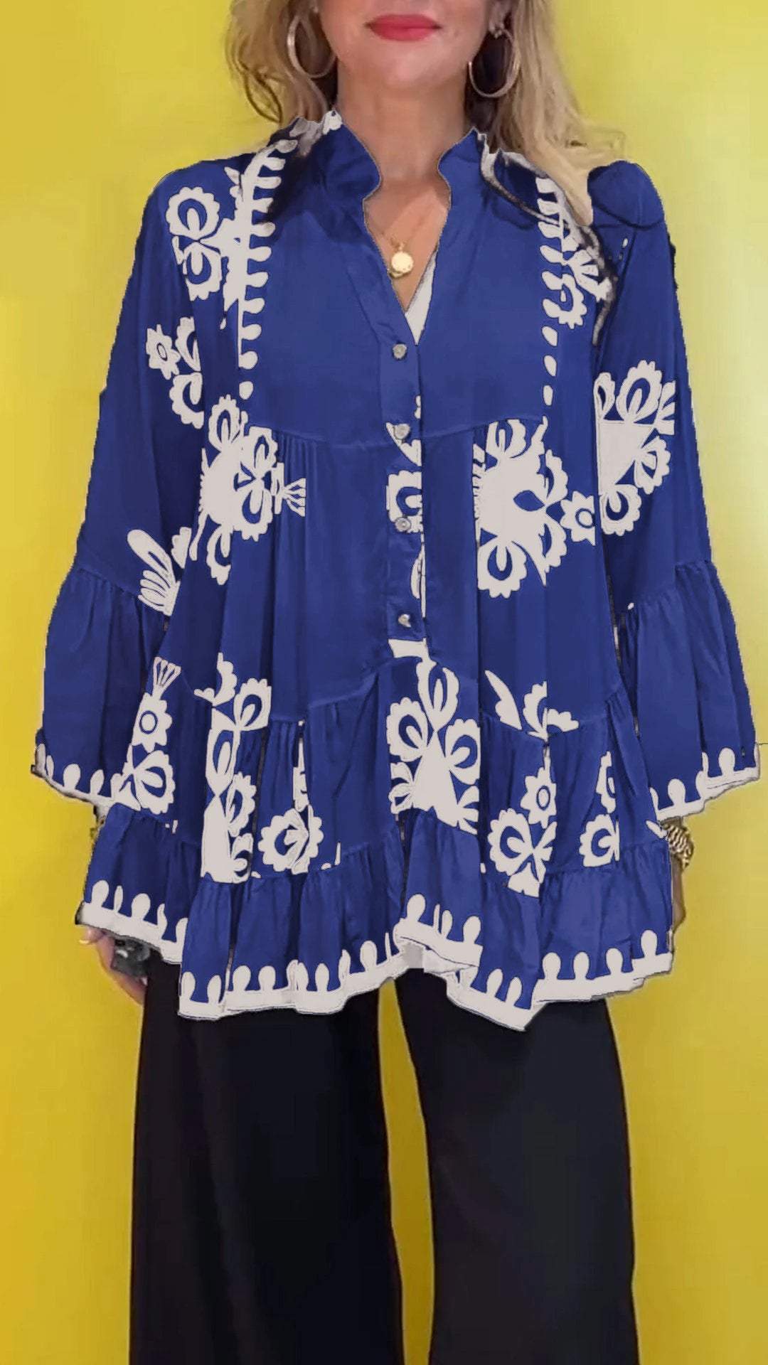 V-Neck Casual Printed Top