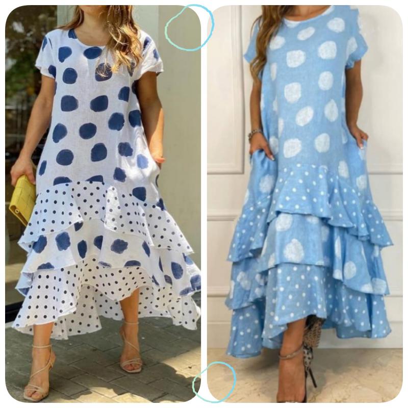 acelimosf™-Polka Dot Printed Swing Long Dress