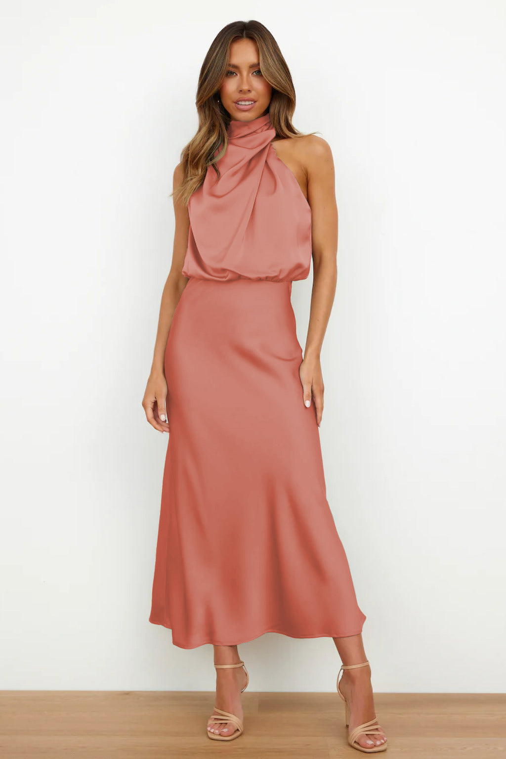 acelimosf™-Stylish and elegant satin sleeveless dress