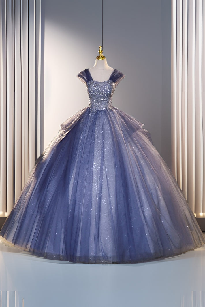 acelimosf™-French style one shoulder colorful tulle tulle evening dress