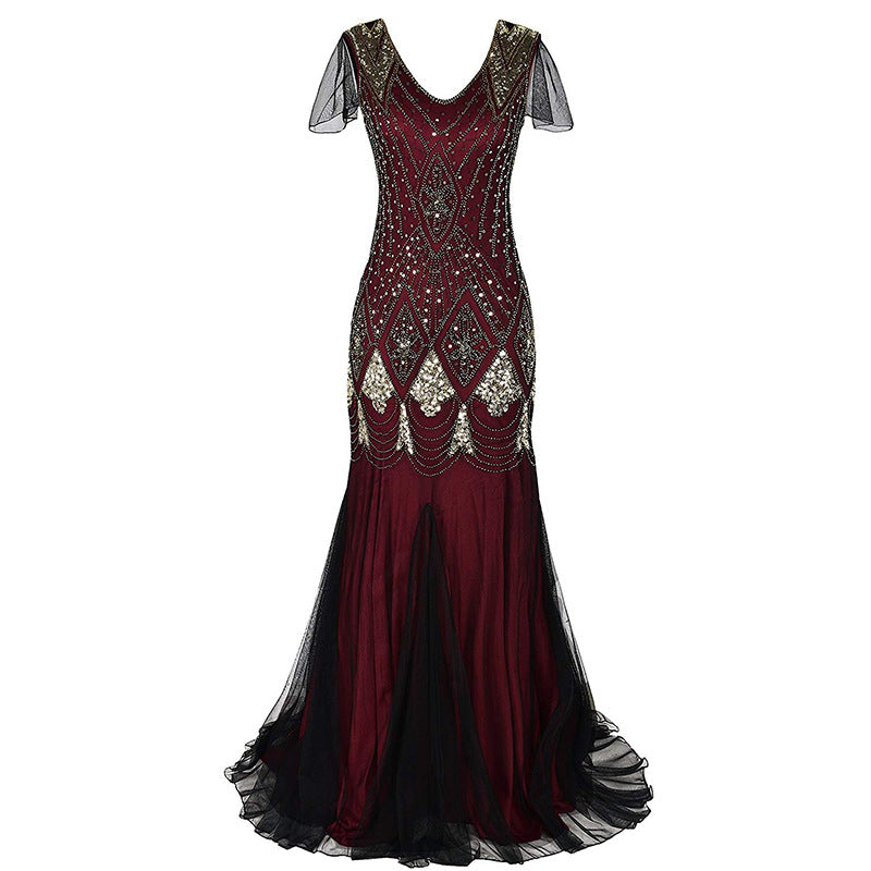 acelimosf™-Sequin dress retro dress plus size banquet party dress dress