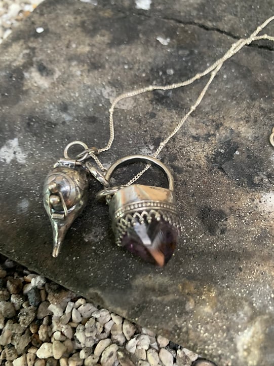 Amethyst And Crow Skull Locket Talisman