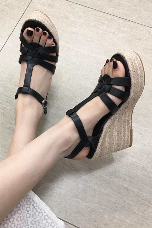 acelimosf™-Platform thick-soled straw high-heeled sandals