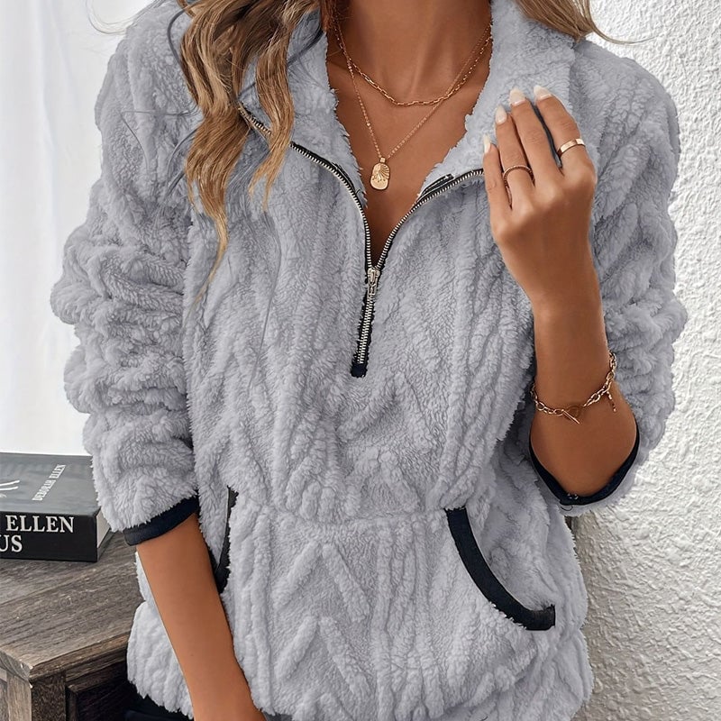 🔥Half-Zip Fuzzy Pocket Sweatshirt