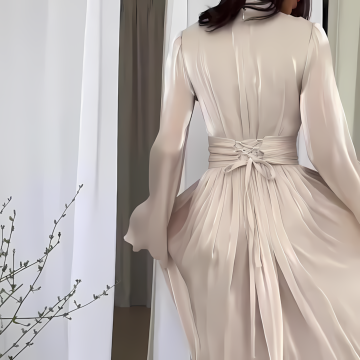 acelimosf™-Women's fashionable and elegant party round neck sexy long dress