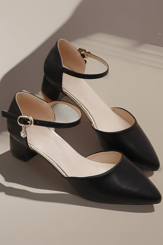 acelimosf™-Versatile simple one-line buckle pointed toe chunky high heels