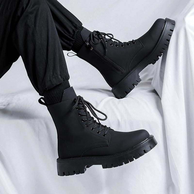 Men’s Side-zip Leather Ankle Boots Black