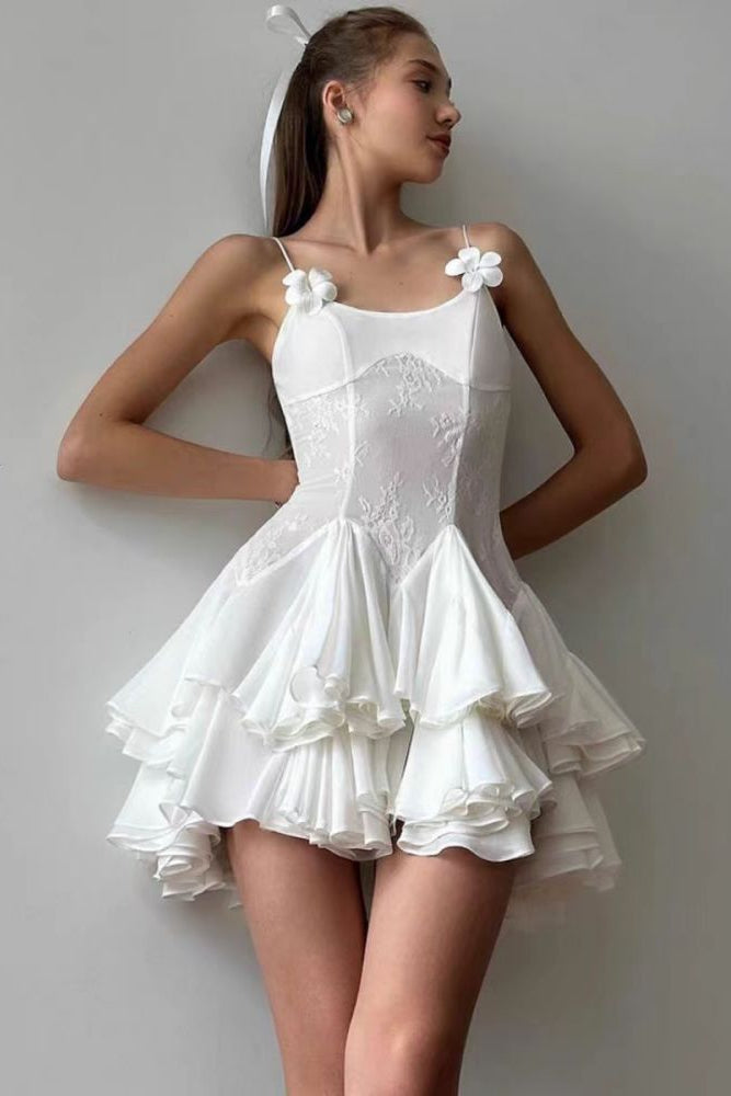 acelimosf™-Sexy see-through strapless ruffled dress