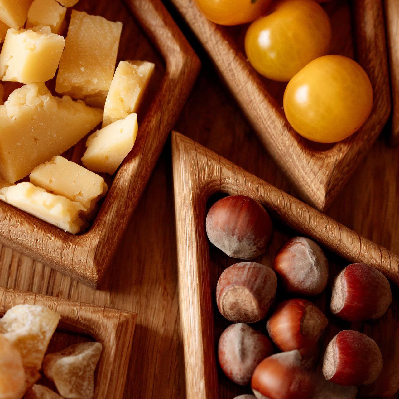 Puzzle Serving Tray - Oak Wood with Removable Compartments