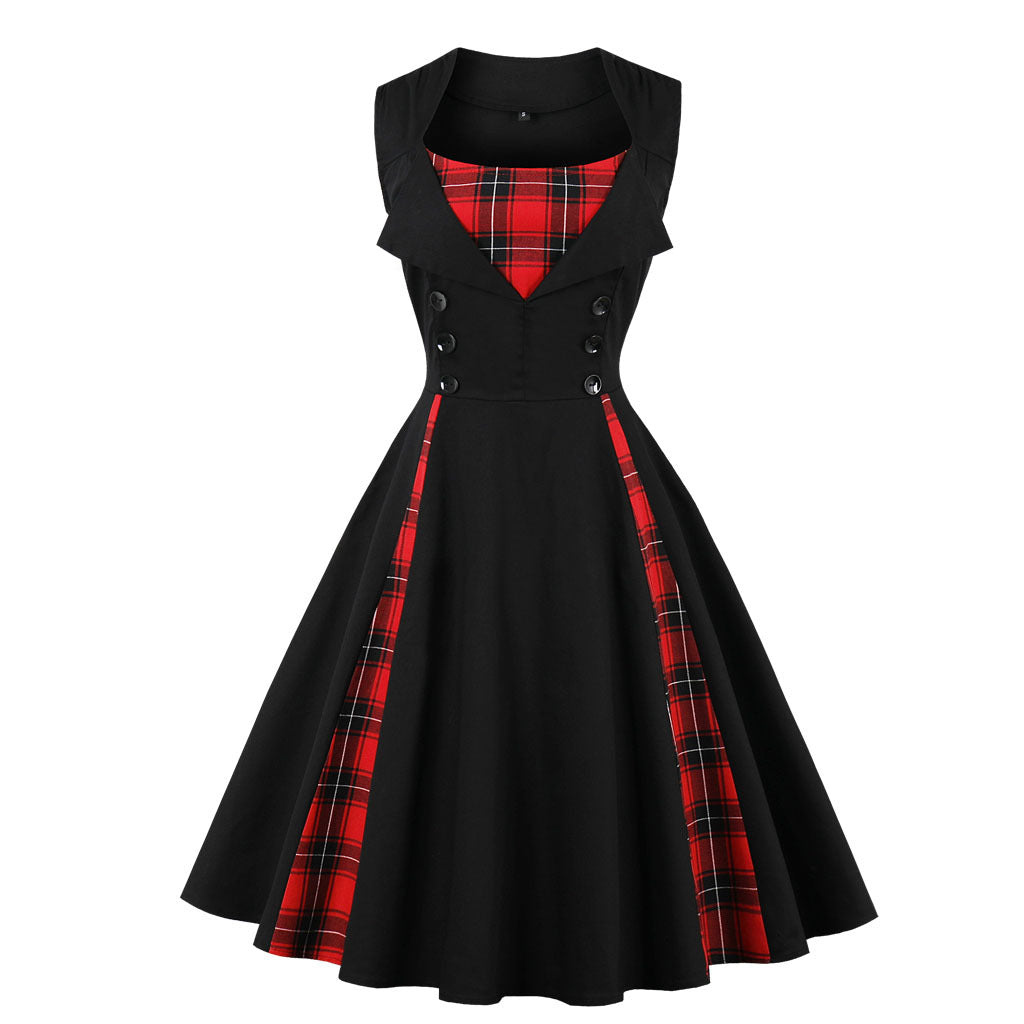 acelimosf™-Sleeveless simple plaid retro dress