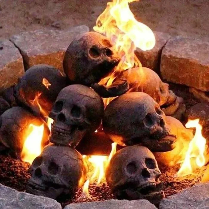 Ceramic Fireproof Fire Pit Skull