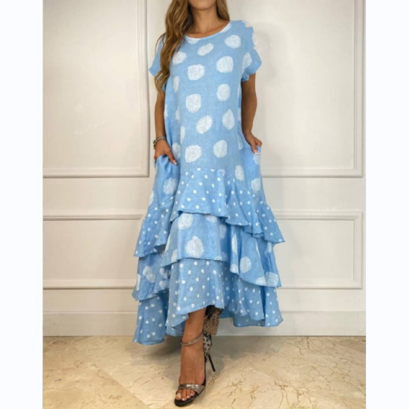 acelimosf™-Polka Dot Printed Swing Long Dress