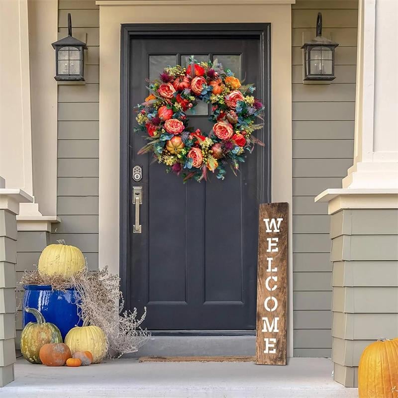 💖Fall Peony And Pumpkin Wreath - Year Round Wreath