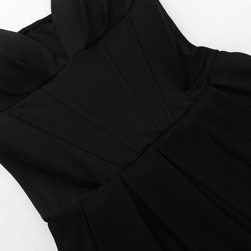 acelimosf™-Black Solid Color Princess Dress