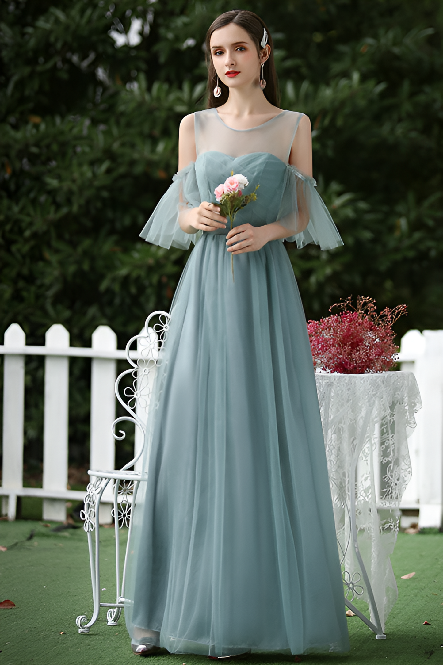 acelimosf™-Flattering Mesh Bridesmaid Dress