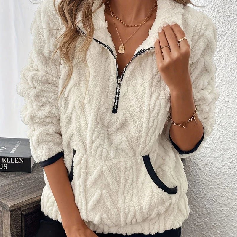 🔥Half-Zip Fuzzy Pocket Sweatshirt