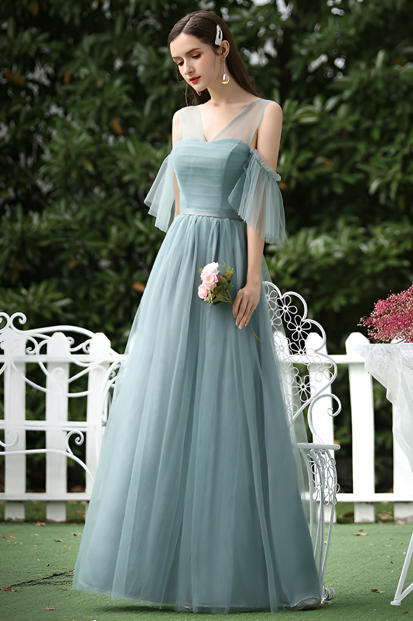 acelimosf™-Flattering Mesh Bridesmaid Dress