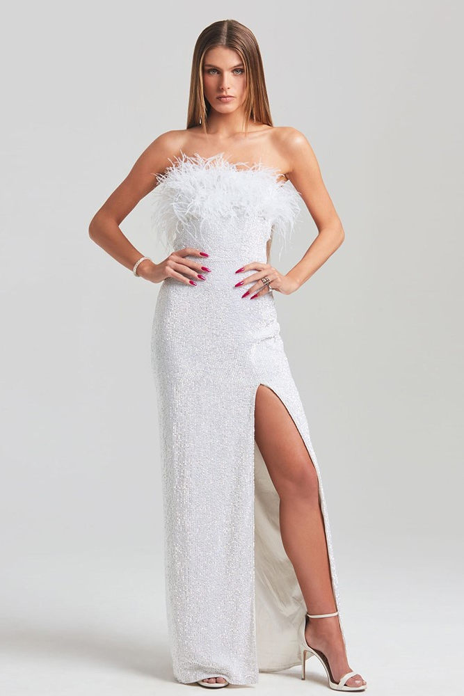 acelimosf™-Off-the-shoulder tube top slit evening dress