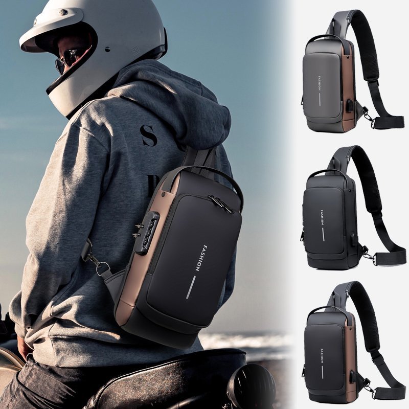 Motorcycle USB charging anti-theft fashion sports and leisure multi-functional shoulder messenger bag
