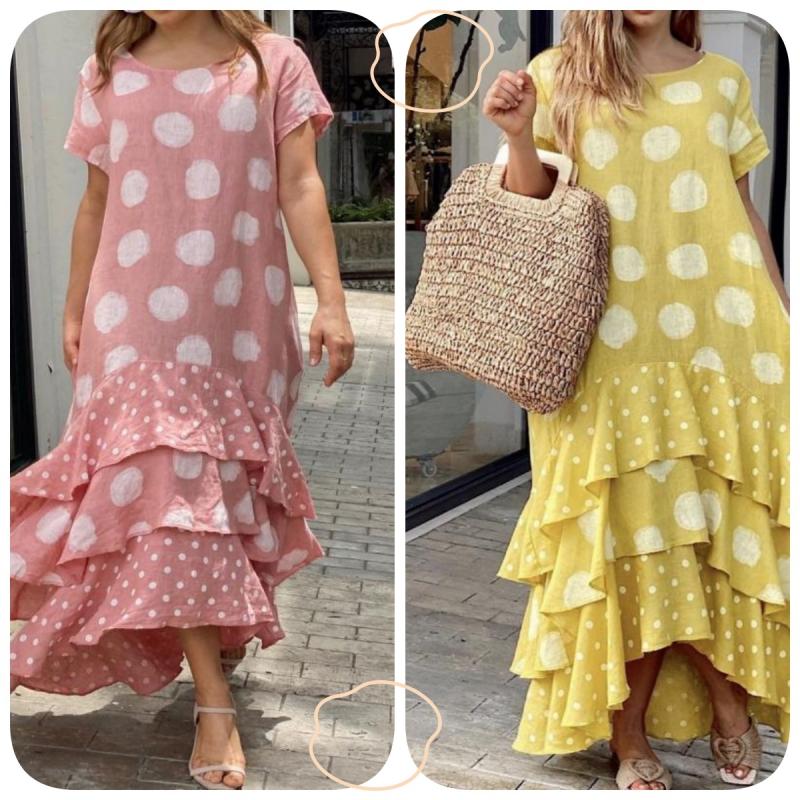 acelimosf™-Polka Dot Printed Swing Long Dress