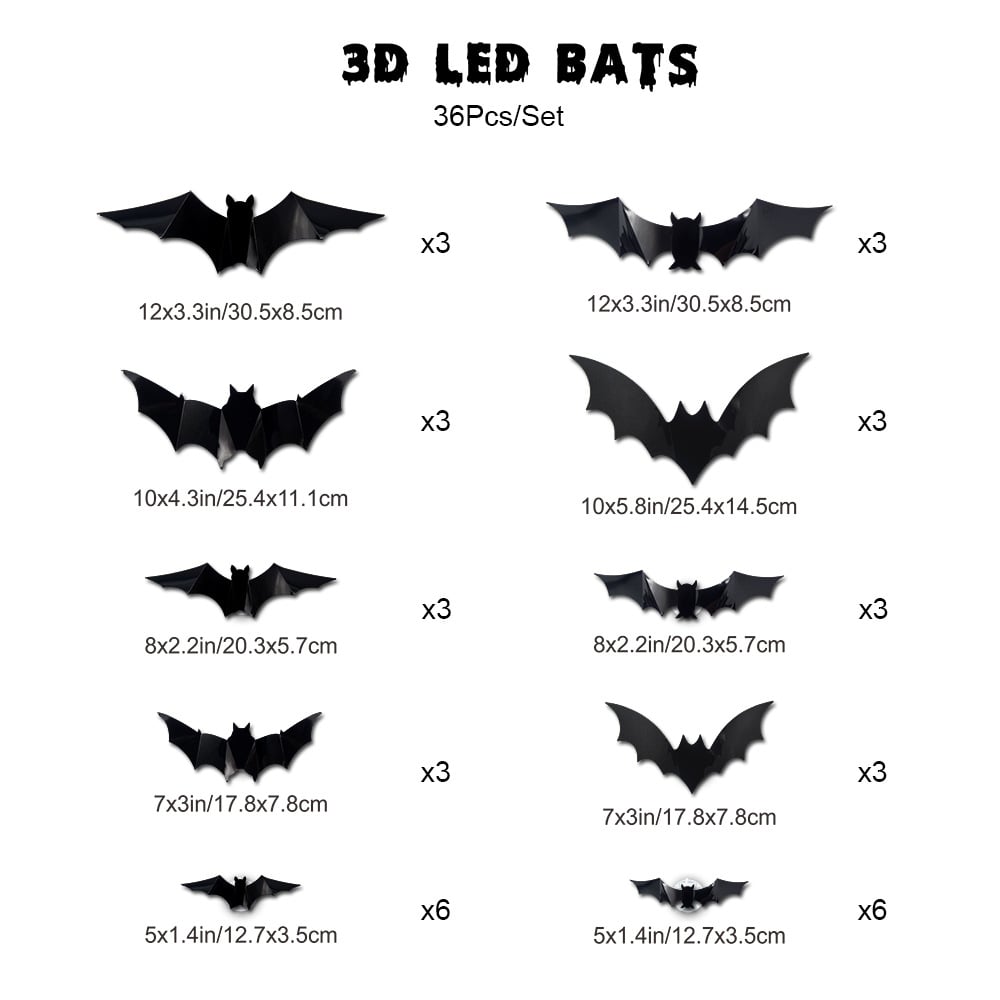 🦇Halloween 3D Lighted Bats