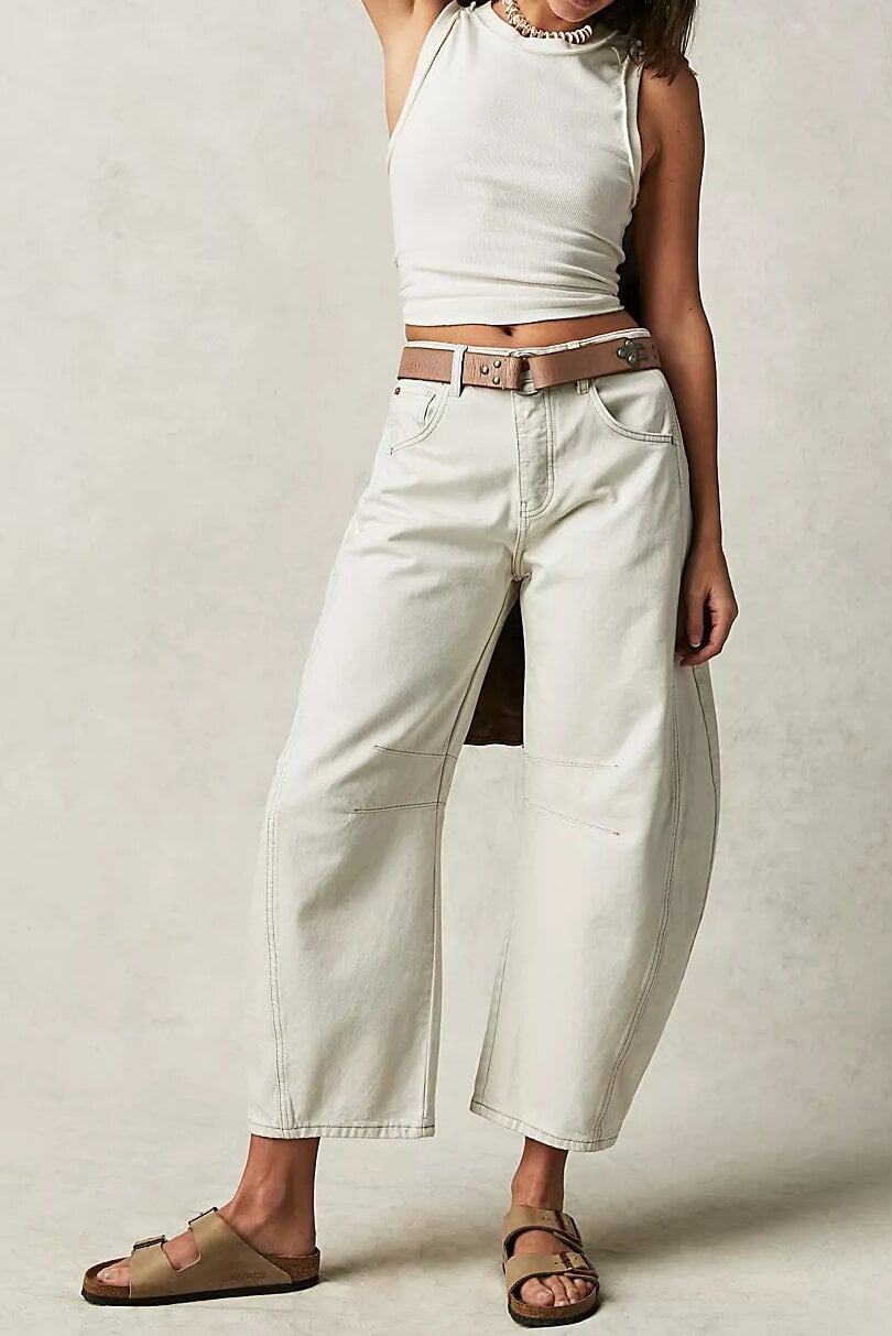 Casual And Trendy Mid-Rise Tube Jeans