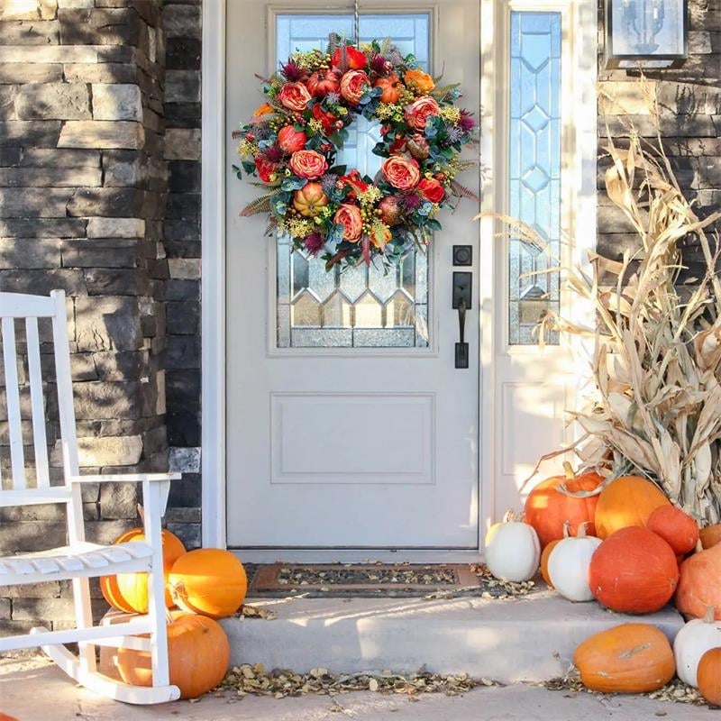 💖Fall Peony And Pumpkin Wreath - Year Round Wreath