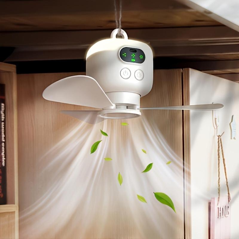 Rechargeable Portable Hanging Fan with LED Light