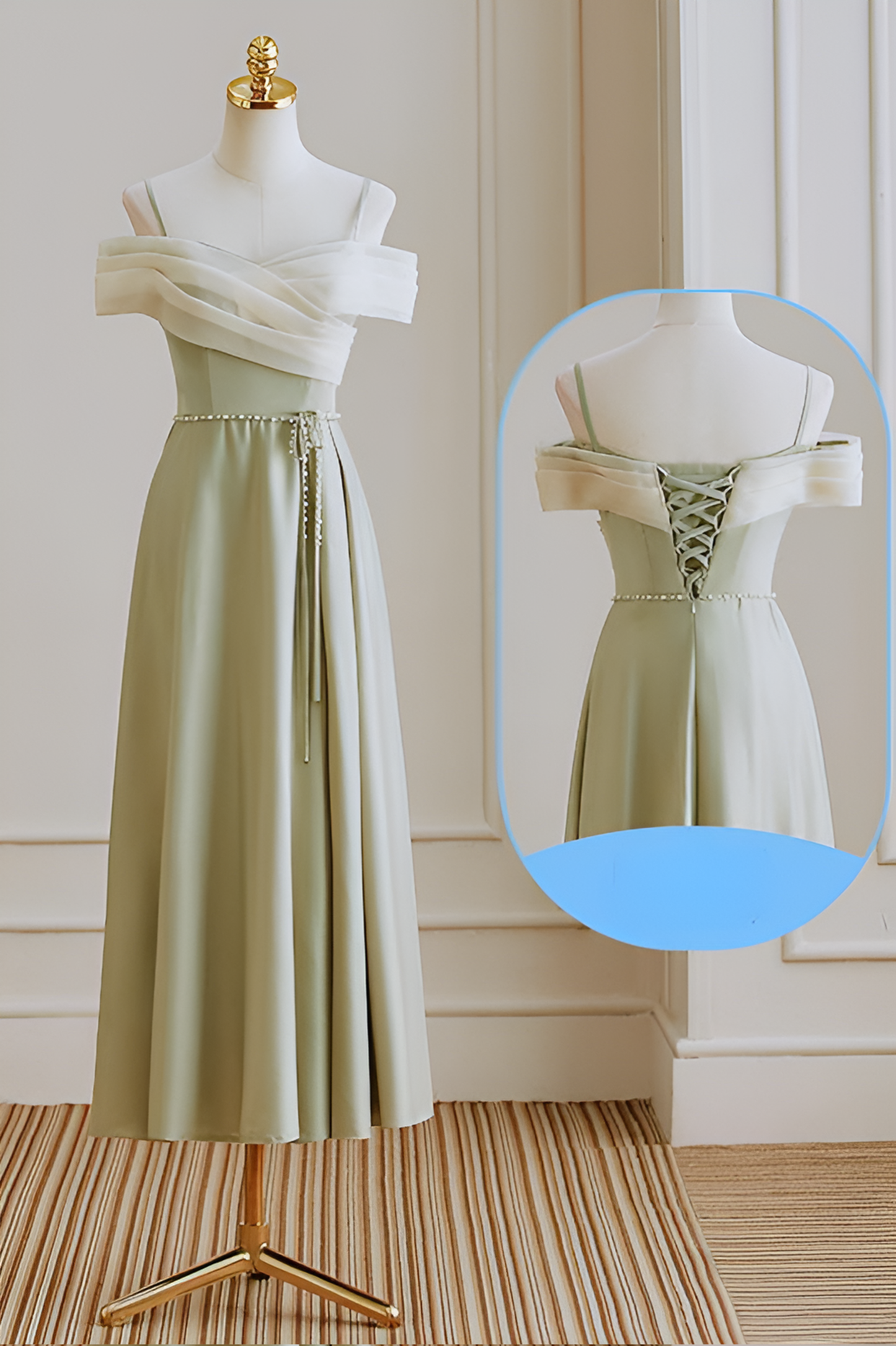 acelimosf™-Satin bridesmaid dress green dress