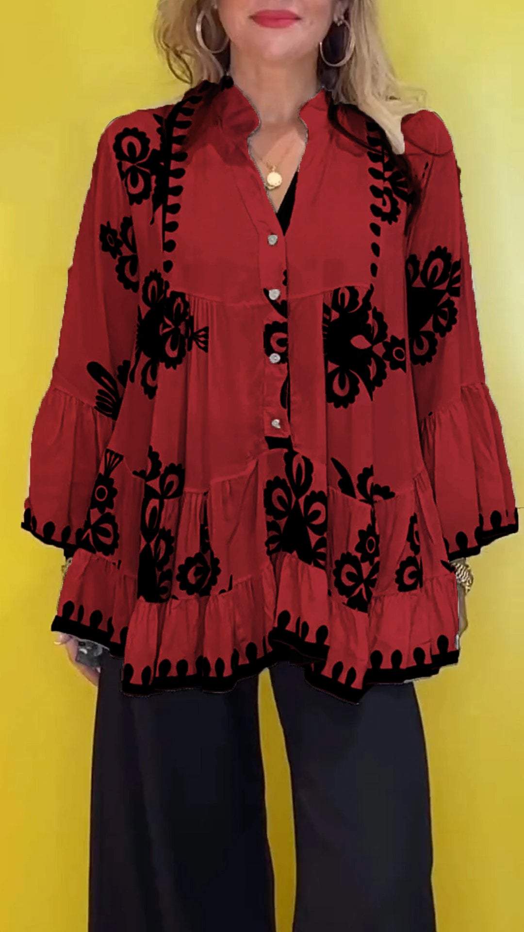 V-Neck Casual Printed Top