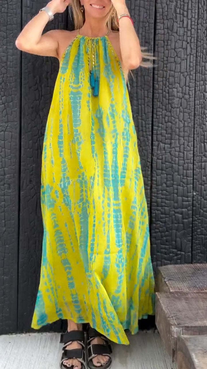 Women's Halter Neck Tie-Dye Holiday Casual Dress