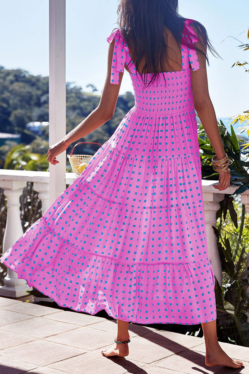 acelimosf™-Fashion Street Dot Patchwork Spaghetti Strap Printed Dresses