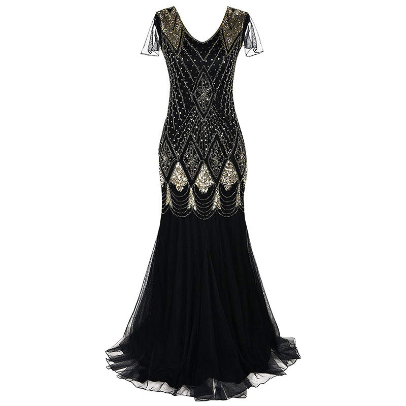 acelimosf™-Sequin dress retro dress plus size banquet party dress dress