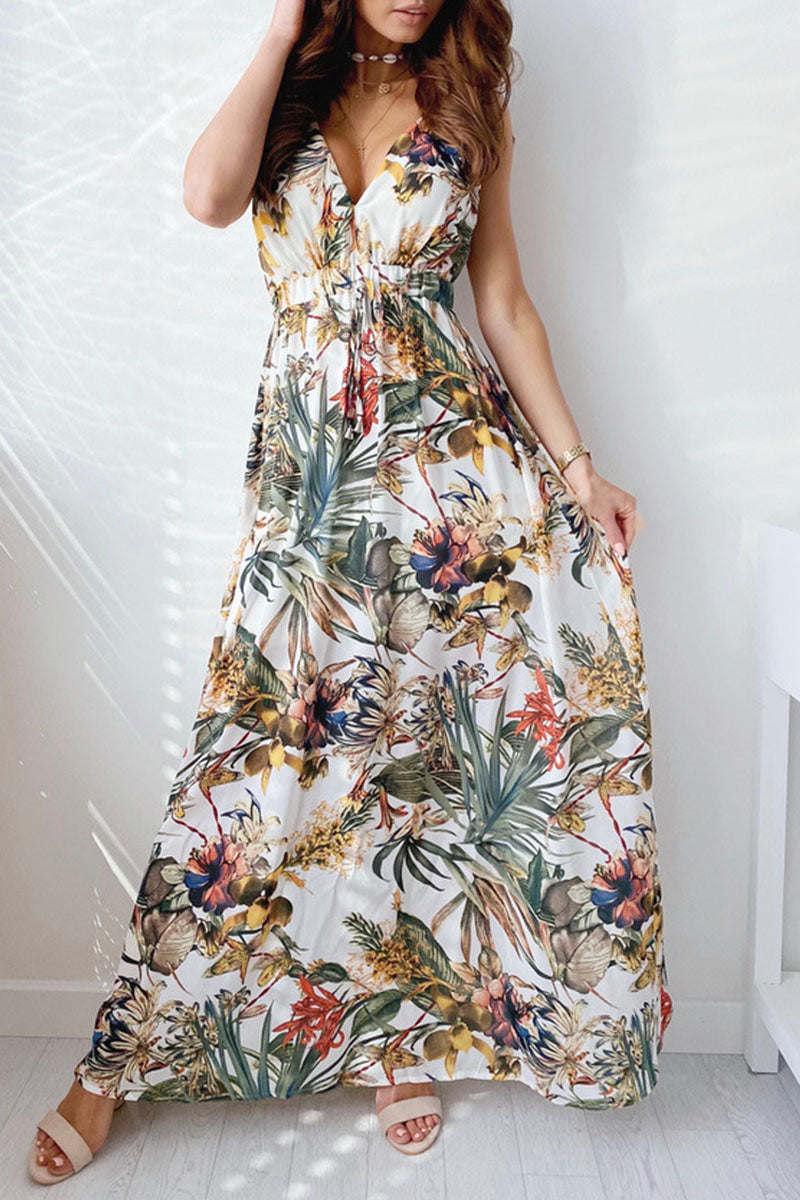 acelimosf™-Fashion Sweet Print V Neck A Line Dresses