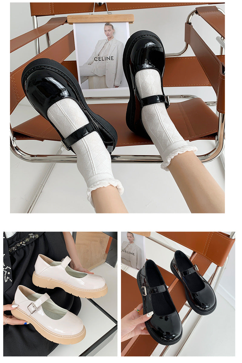 acelimosf™-Japanese jk soft girl round toe doll shoes niche design small leather shoes