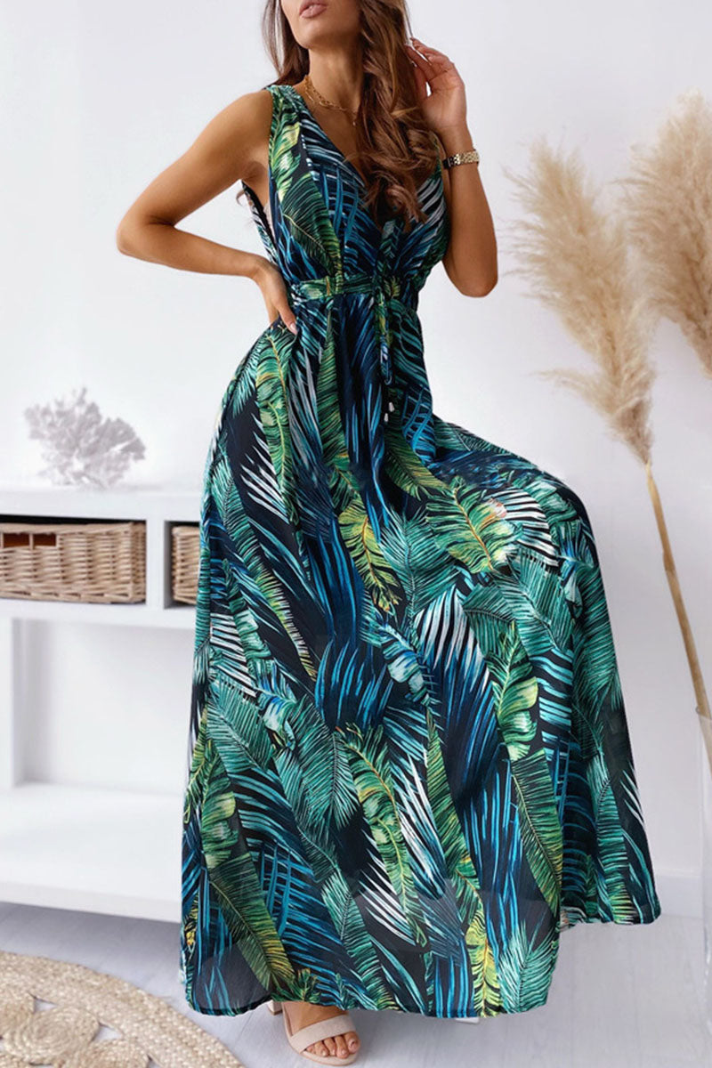 acelimosf™-Fashion Sweet Print V Neck A Line Dresses