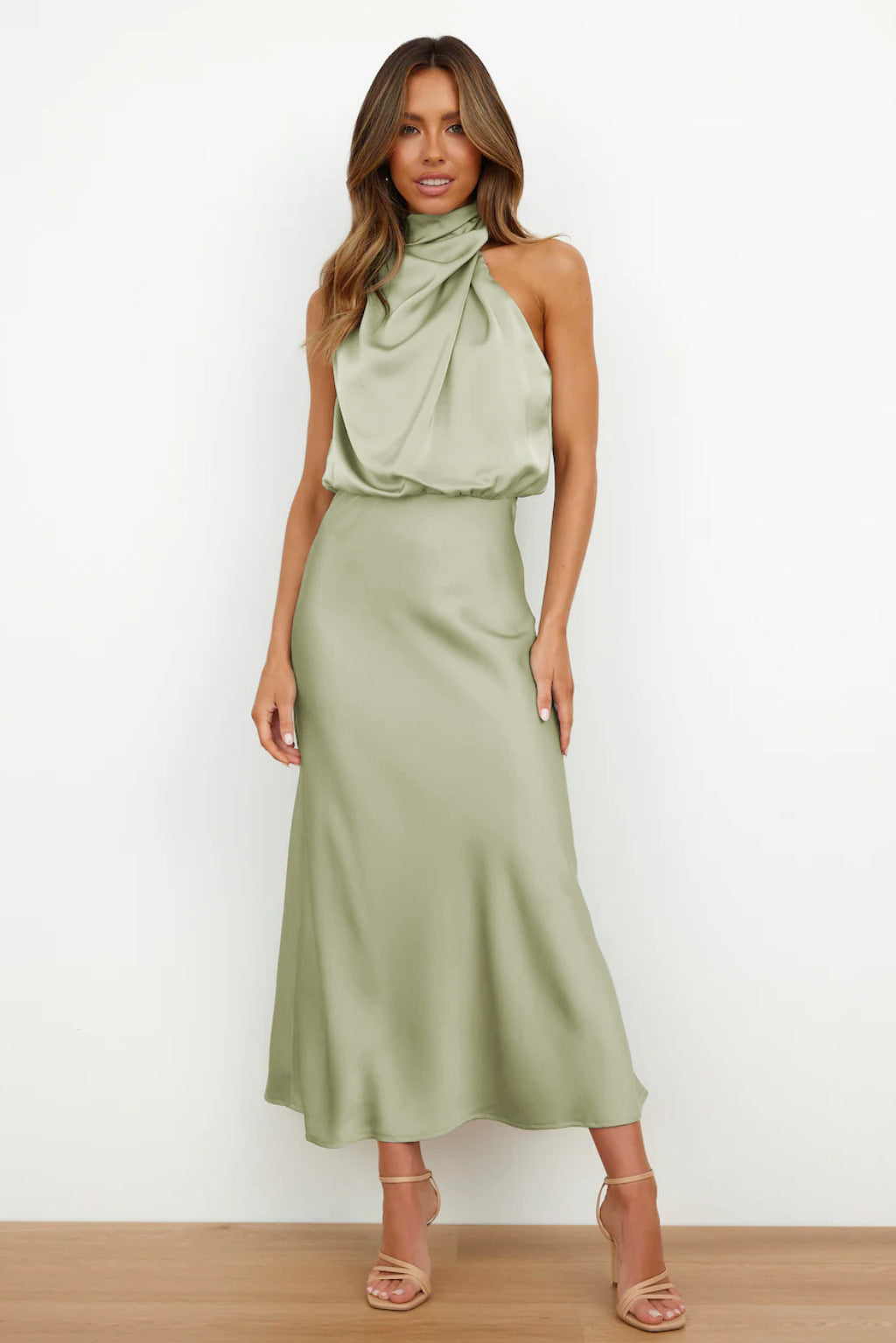 acelimosf™-Stylish and elegant satin sleeveless dress