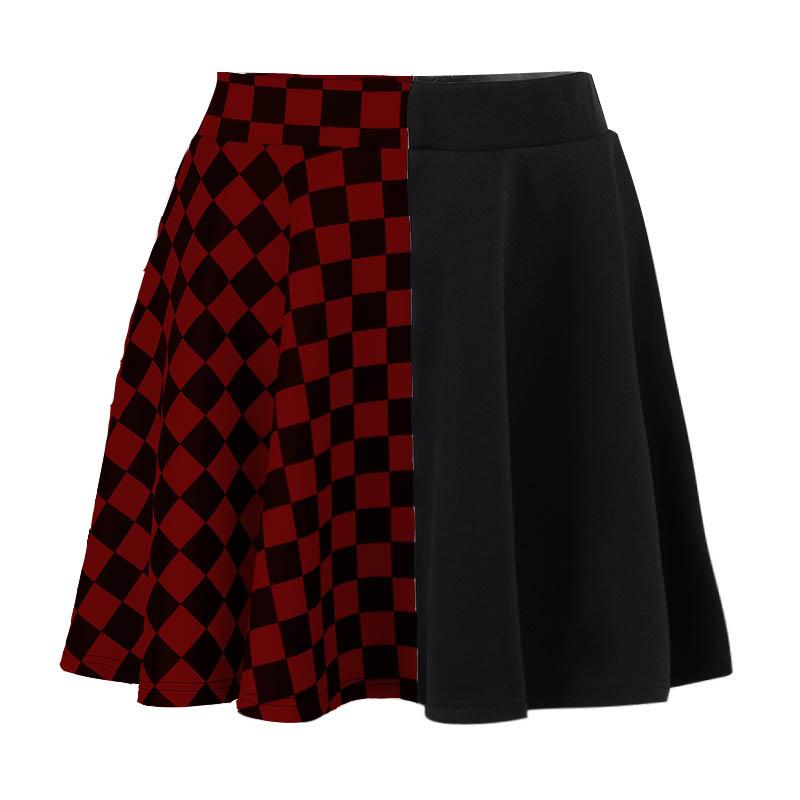 acelimosf™-Plaid patchwork contrast ruched A line mini skirt y2k 90s Revival Techno Fashion