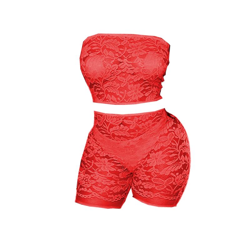 acelimosf™-Lace see through solid tube pant set