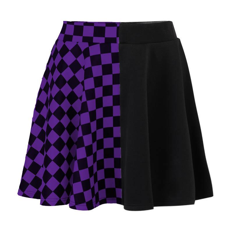 acelimosf™-Plaid patchwork contrast ruched A line mini skirt y2k 90s Revival Techno Fashion