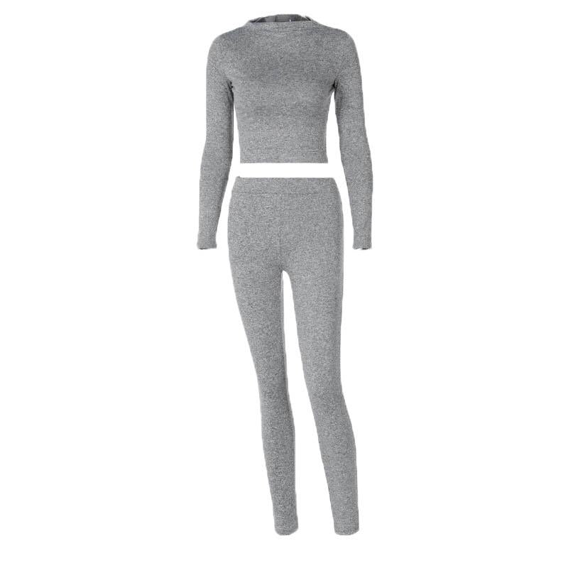 acelimosf™-Long sleeve crewneck solid pant set y2k 90s Revival Techno Fashion